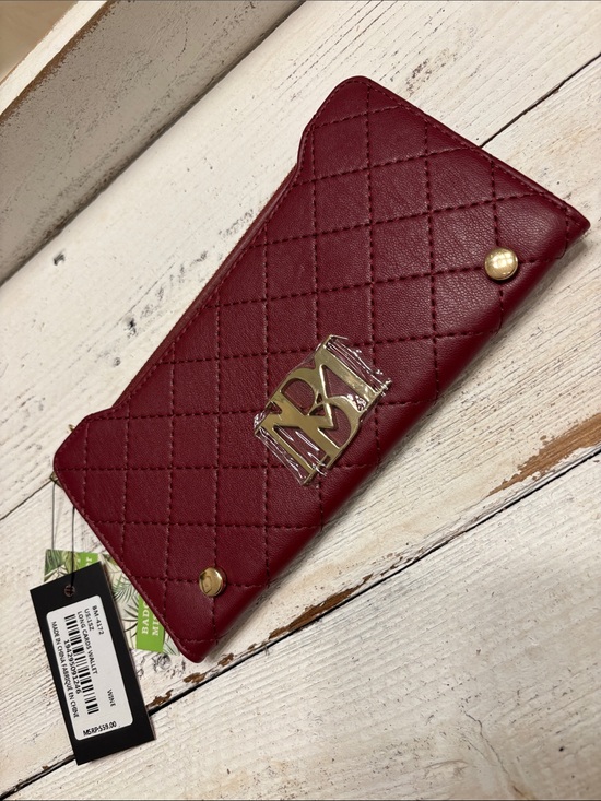 Badgley Mischka Handbags - BADGLEY MISCHKA $59 Quilted Burgundy Zip Wallet with Gold Hardware brand new